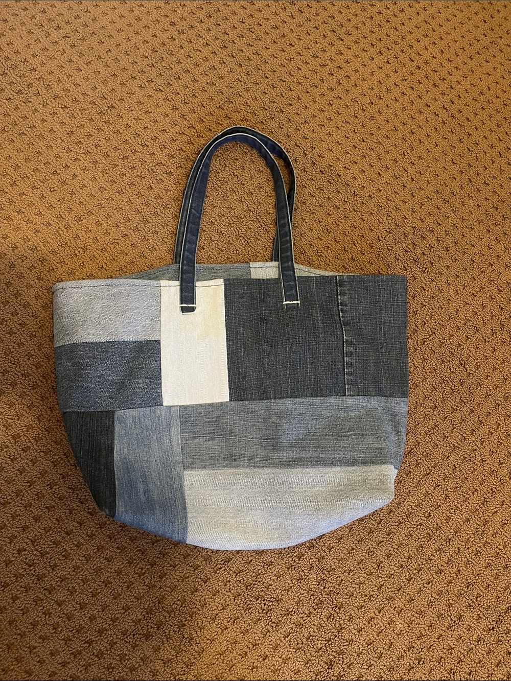 Clare V washed denim patchwork Volie
